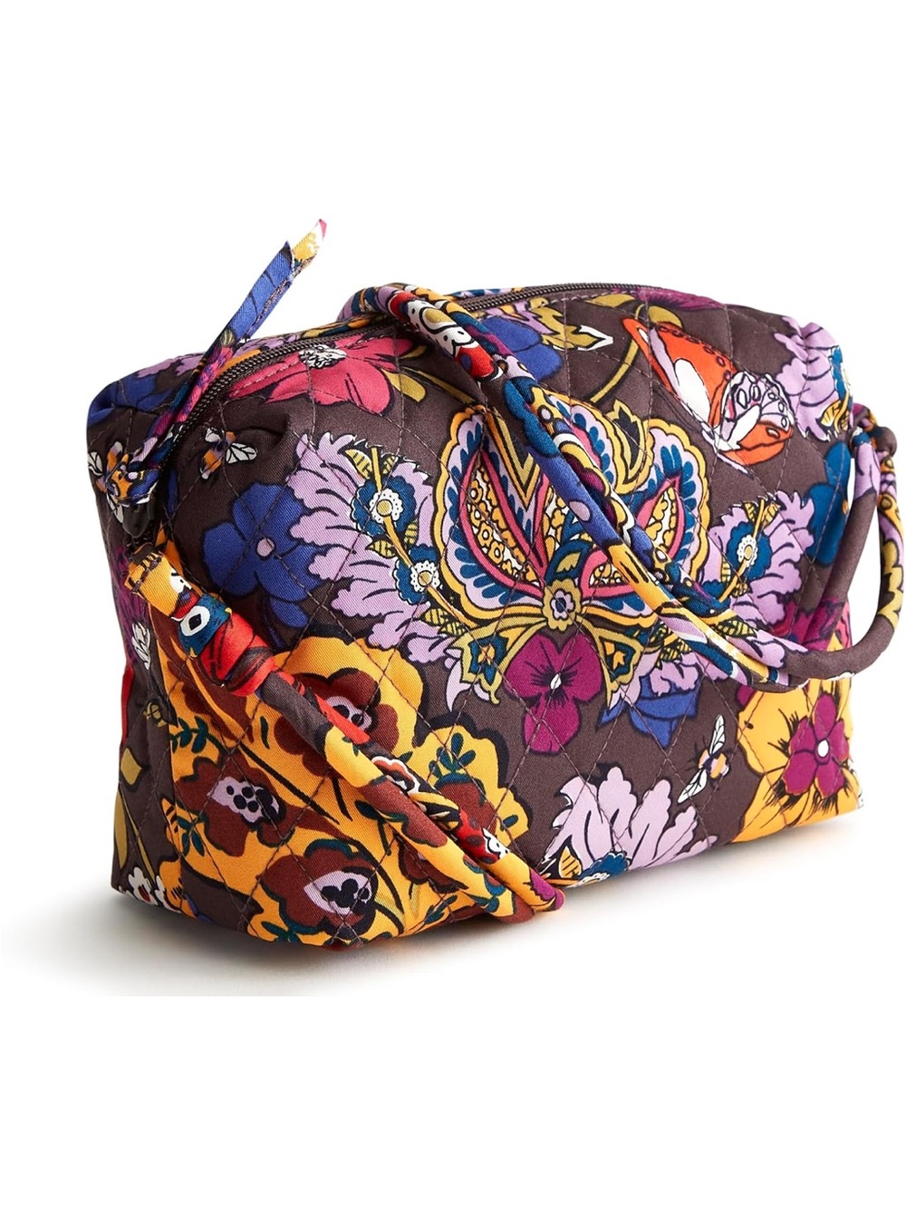 New Vera Bradley Brown Floral Quilted Blake Crossbody Bag Multicolor Pattern